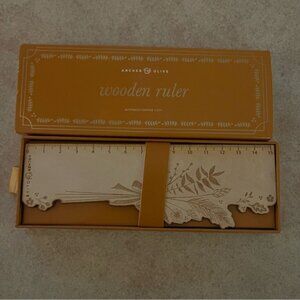 NIB Archer & Olive Wooden Ruler Floral Inscribed